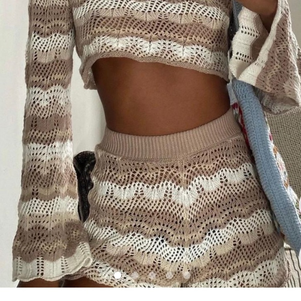 Princess Polly Leah Knit Set Beige SHORTS